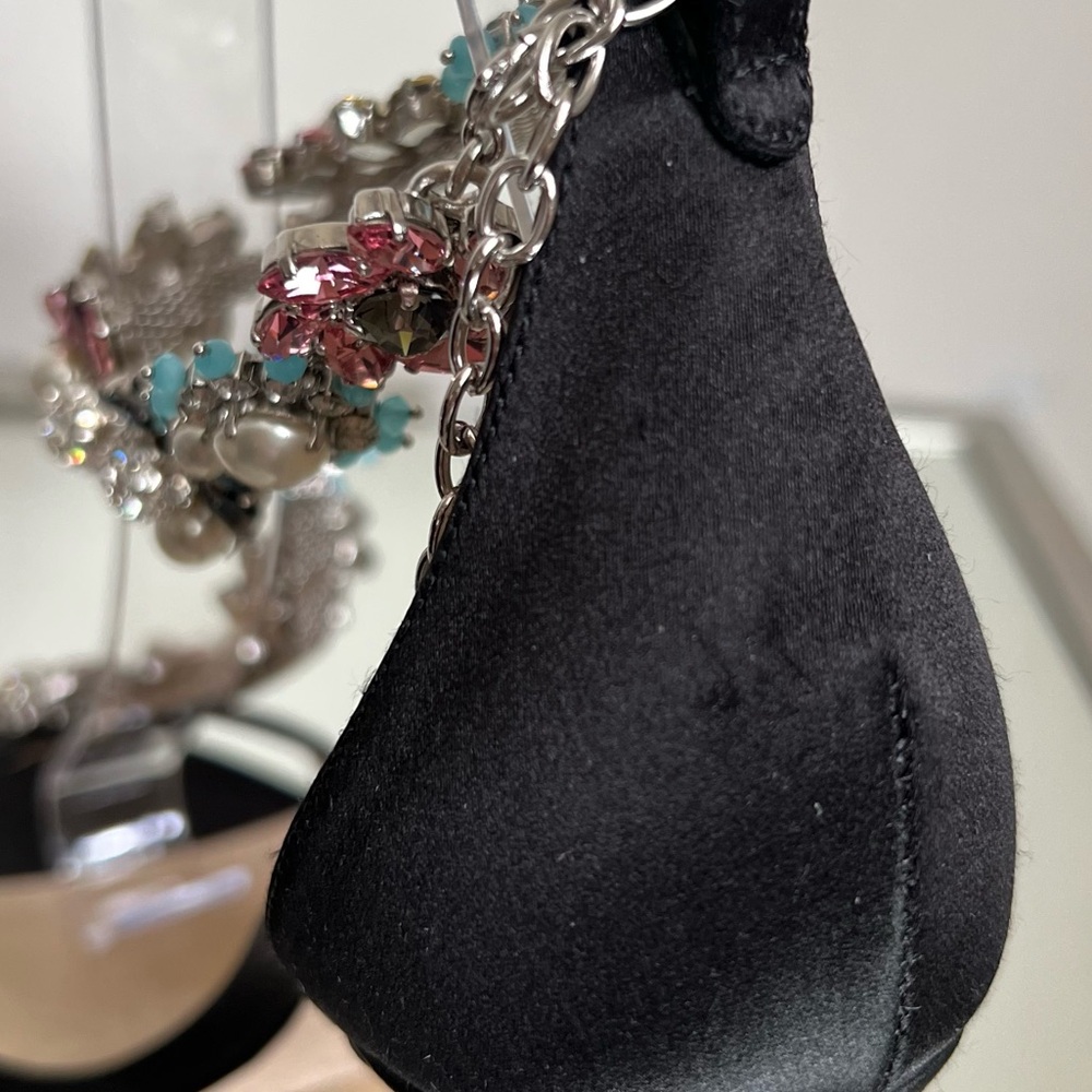 New JIMMY CHOO Reign 100 Satin Sandals With Camellia Mix Anklet $4,495 36 - Picture 16 of 16